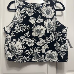 Floral Black and White Women's Crop Top